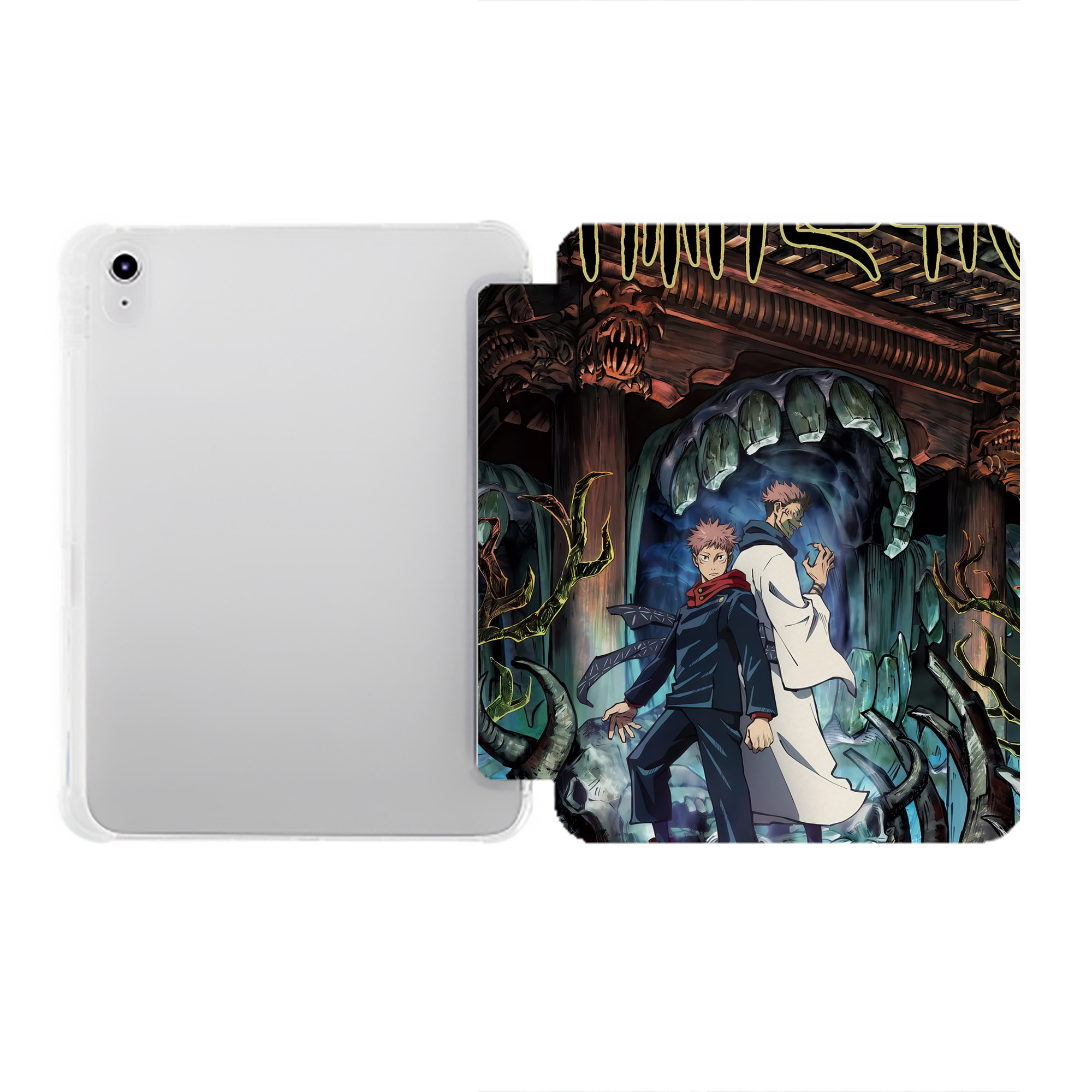 （画像用） 呪術廻戦 Jujutsu Kaisen IPad ケース ペン収納付き 三つ折りスタンド PUレザー×シリコン 対応機種9.5/10.5/10.9インチ
